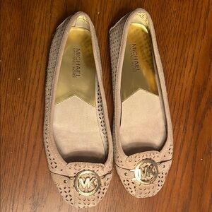 Michael Kors Tan Flats with Perforated Design